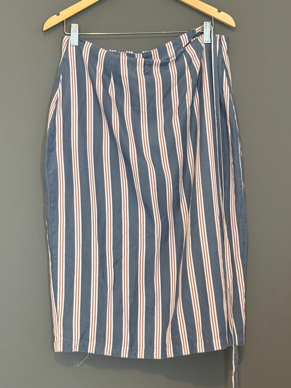 Marine Layer Blue and White Vertical Stripe Midi Skirt - Picture 2 of 8